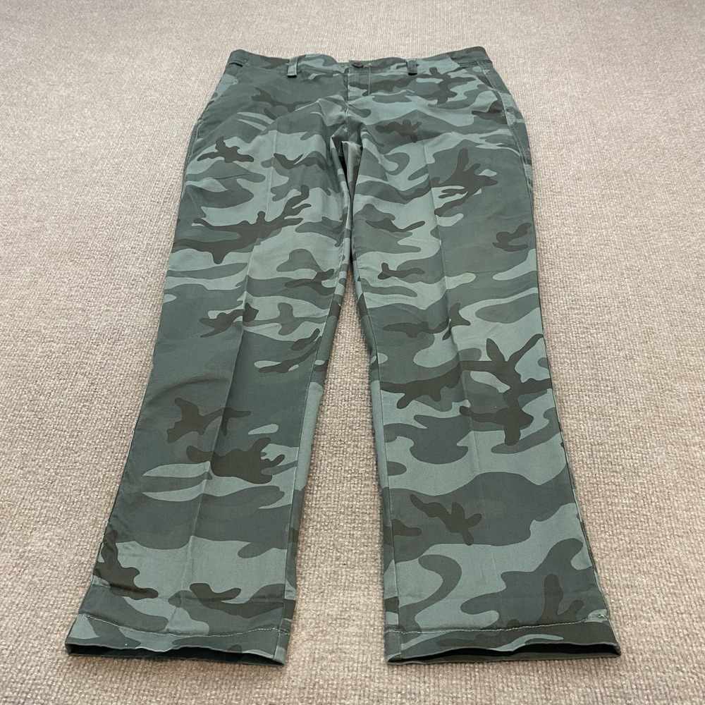 Gap Pants Womens 10 Green Camo Print Girlfriend Khaki Straight Leg Stretch Twill